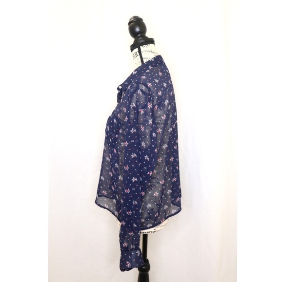 Aeropostal flower print button down blouse - Picture 5 of 8